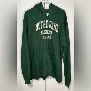 Notre Dame Indiana Forest Green Men’s XL Full Zip Hoodie Jacket with pockets